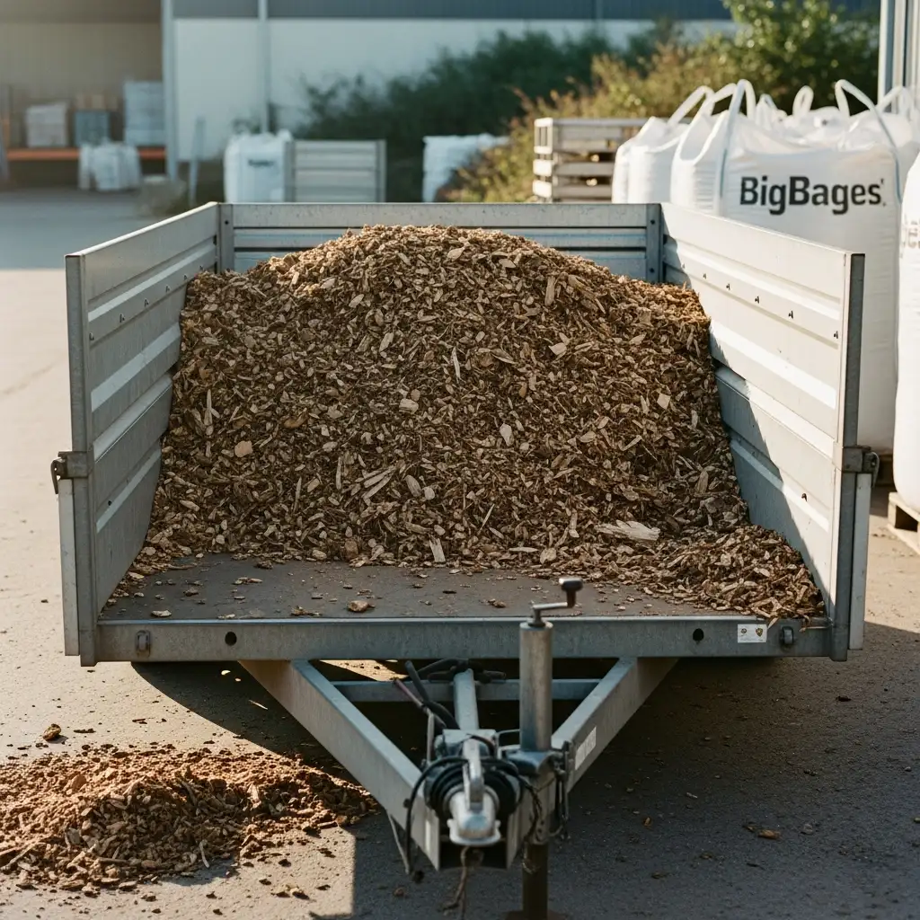Holzhackschnitzel Anhängerladung
